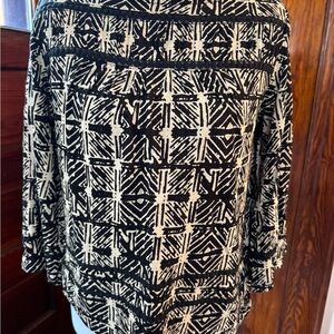 Lucky Brand Black and Cream Patterned Blouse